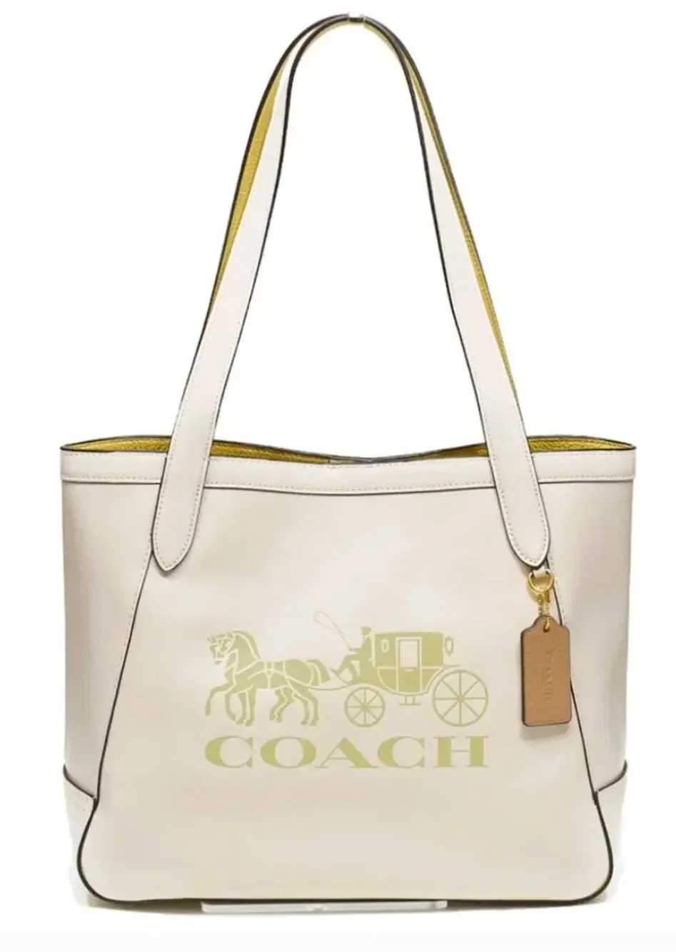 Coach Cream Leather Tote with Signature Horse & Carriage Logo